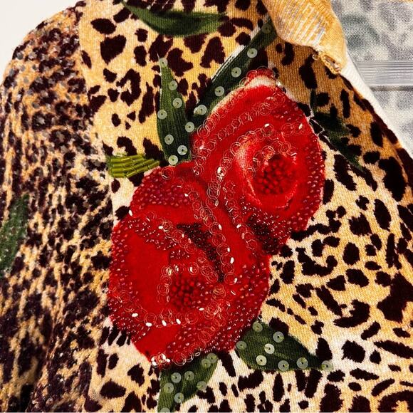Cabo | 90s | Women’s S | Pullover Hoodie | Animal Print + Roses Mixed Media - Picture 8 of 10